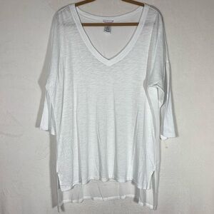 NWOT XCVI Wearables Women’s V-Neck Dolman Sleeve Tunic Top in White Size Large